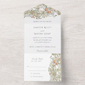 クラシックウィリアム・モリス・ティ遠くにアRSVP結婚の オールインワン招待状 (内側)
