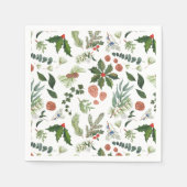 クラシックウィンターウッドランドウォーターカラーフォレストホリデイ スタンダードカクテルナプキン (正面)