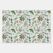 クラシックウィンターウッドランドウォーターカラーフォレストホリデイ ラッピングペーパーシート (正面3)