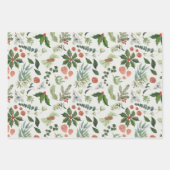 クラシックウィンターウッドランドウォーターカラーフォレストホリデイ ラッピングペーパーシート (正面2)