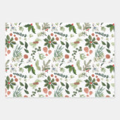 クラシックウィンターウッドランドウォーターカラーフォレストホリデイ ラッピングペーパーシート (正面)