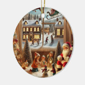 クラシックウィンターノスタルジアヴィンテージクリスマスヴィラ セラミックオーナメント (左)