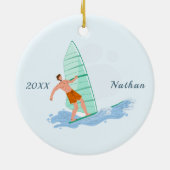 クラシックウィンドサーフィンブルネットサーファー名&年 セラミックオーナメント (裏面)