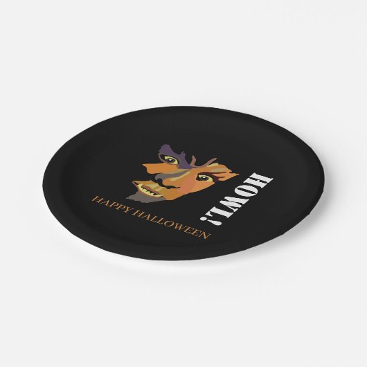クラシックウェアウルフ ハッピーハロウィン ペーパープレート (アングル)