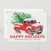 クラシックウォーターカラーレッドトラッククリスマスホリデー ポストカード (正面/裏面)