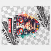 クラシックウォーター色スポーツカーレーシングガールブランケット フリースブランケット (正面(横))