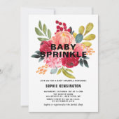 クラシックウオーターカラーフラワーツインベビー散布機 招待状 (正面)