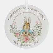 クラシックウサギ誕生日 ガラスオーナメント (裏面)
