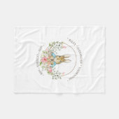 クラシックウサギ誕生日 フリースブランケット (正面(横))