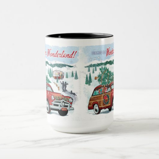 クラシックウディワゴンクリスマス マグカップ (中央)