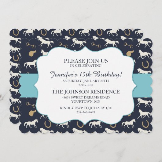 クラシックエクエストリアンガールズ第15誕生日 招待状 (正面/裏面)