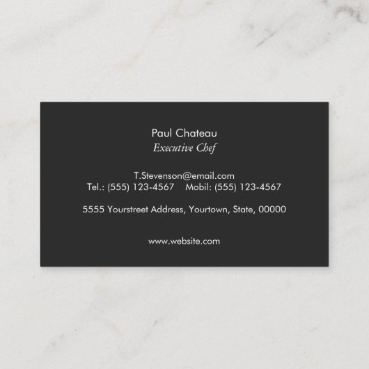 クラシックエグゼクティブシェフナイフロゴケータリング 名刺 (裏面)