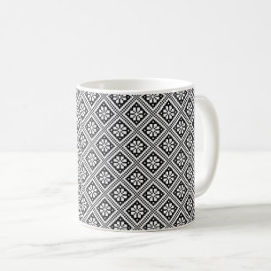 クラシックエストニア白黒編み物 コーヒーマグカップ