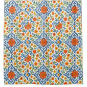 クラシックエスニック地中海のフローラアートパターン シャワーカーテン (正面)