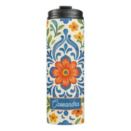 クラシックエスニック地中海のフローラアートパターン タンブラー