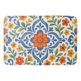 クラシックエスニック地中海のフローラアートパターン バスマット