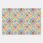 クラシックエスニック地中海のフローラアートパターン ラッピングペーパーシート (正面)