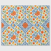 クラシックエスニック地中海のフローラアートパターン ラッピングペーパー (フラット)