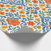 クラシックエスニック地中海のフローラアートパターン ラッピングペーパー (角)