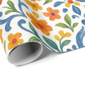 クラシックエスニック地中海のフローラアートパターン ラッピングペーパー (ロールコーナー)
