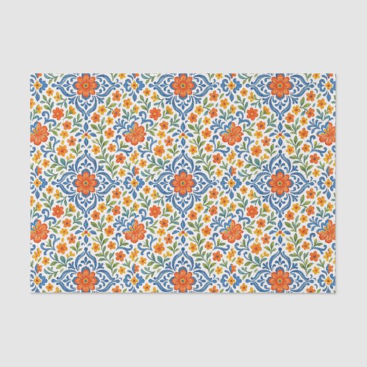 クラシックエスニック地中海のフローラアートパターン 薄葉紙 (正面)