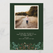 クラシックエメラルドグリーンエレガントフォトクリスマス シーズンカード (裏面)