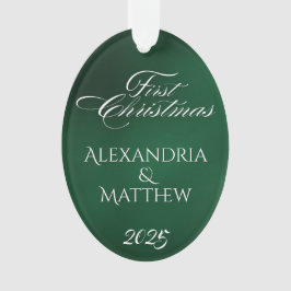 クラシックエメラルドグリーンカップル初めてのクリスマス オーナメント