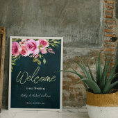 クラシックエメラルドグリーンフローラダークムーディ結婚ーズ ポスター