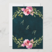 クラシックエメラルドグリーンフローラダークムーディ結婚ーズ 招待状 (裏面)