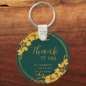 クラシックエメラルドグリーン&金ゴールド結婚ズサンキュー キーホルダー (裏面)