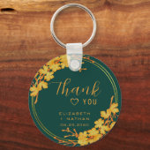 クラシックエメラルドグリーン&金ゴールド結婚ズサンキュー キーホルダー (正面)