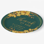 クラシックエメラルドグリーン&金ゴールド結婚ズサンキュー ペーパープレート (アングル)