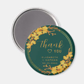 クラシックエメラルドグリーン&金ゴールド結婚ズサンキュー マグネット (正面/裏面)