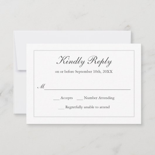 クラシックエレガシンプルントウェディングRSVP 出欠カード (正面)