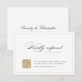 クラシックエレガンスシンプルスクリプトQRコー結婚ド 出欠カード (正面/裏面)