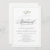 クラシックエレガンススクリプトグリーナリーリハーサルディナー 招待状 (正面/裏面)