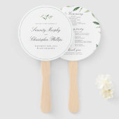 クラシックエレガンススクリプトグリーナリー結婚式 プログラム ハンドファン (正面&裏面)