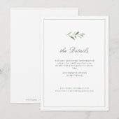 クラシックエレガンススクリプトグリーンウェディングディテール エンクロージャーカード (正面/裏面)