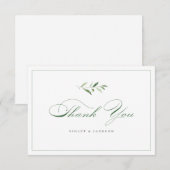 クラシックエレガンススクリプトシンプルグリーナリー サンキューカード (正面/裏面)
