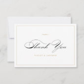 クラシックエレガンススクリプトブラックと金ゴールドシンプル サンキューカード (正面)