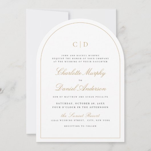 クラシックエレガンススクリプトモノグラムアー結婚チーズ 招待状 (正面)