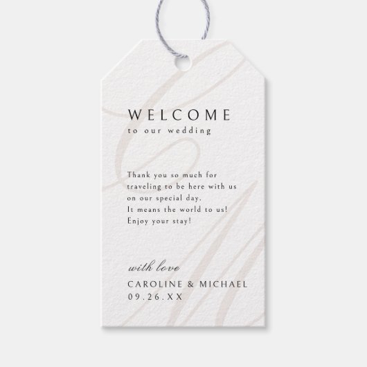 クラシックエレガンススクリプトモノグラム結婚式の引き出物 ギフトタグ (正面)