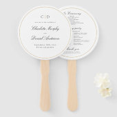 クラシックエレガンススクリプトモノグラム結婚式 プログラムH ハンドファン (正面&裏面)