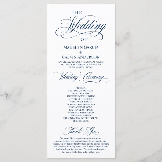 クラシックエレガンスネイビー結婚ブルー プログラム (正面)