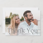 クラシックエレガンスブラック結婚フォト サンキューカード (正面)