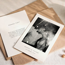 クラシックエレガンスブラック&ホワ結婚イト サンキューカード