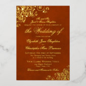 クラシックエレガンスラストオフォーマルレンジ結婚の金ゴールド 箔招待状 (正面)