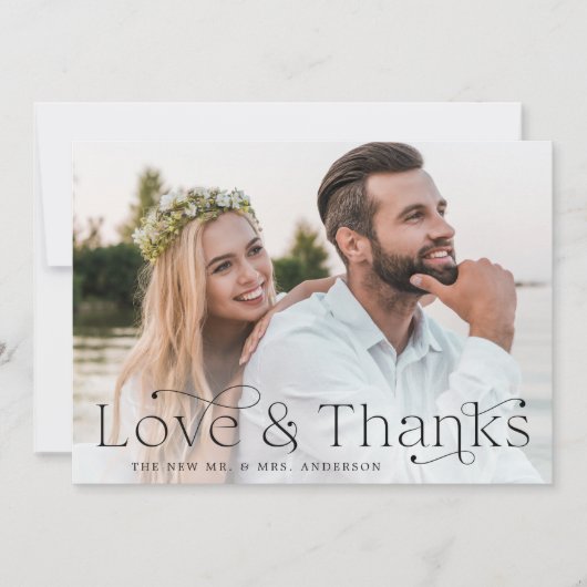 クラシックエレガンス愛とブ感謝していロック写真 サンキューカード (正面)