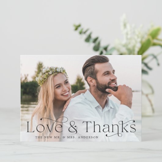 クラシックエレガンス愛とブ感謝していロック写真 サンキューカード (スタンド正面)