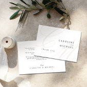 クラシックエレガンス書道モノグラム結婚ズ サンキューカード